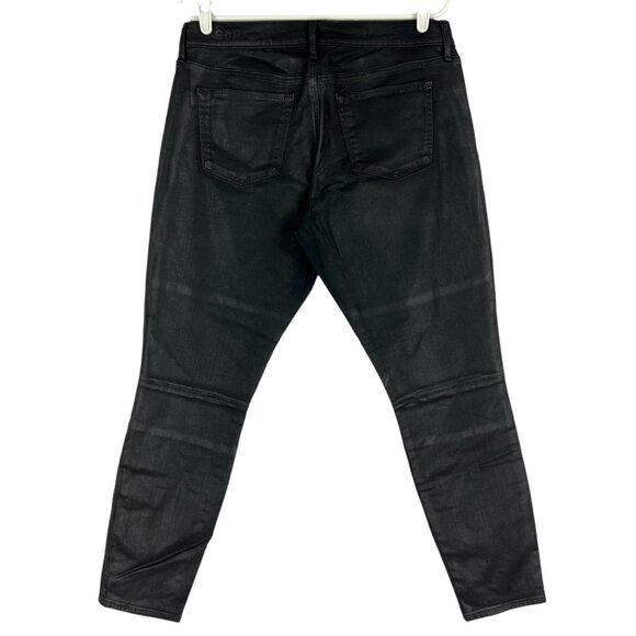 Gap 1969 Women's Stretch Coated Black Biker Legging Jeans Size 32 - Picture 2 of 11